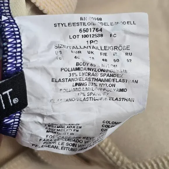 Miraclesuit Blue Floral One Peice Swim Suit Size 16 - Picture 4 of 5